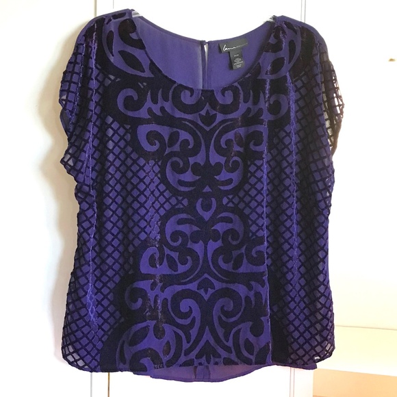 Lane Bryant Velvet Burnout Sheer Purple Blue Top Women’s Plus Size 22/24 2X - Picture 1 of 16